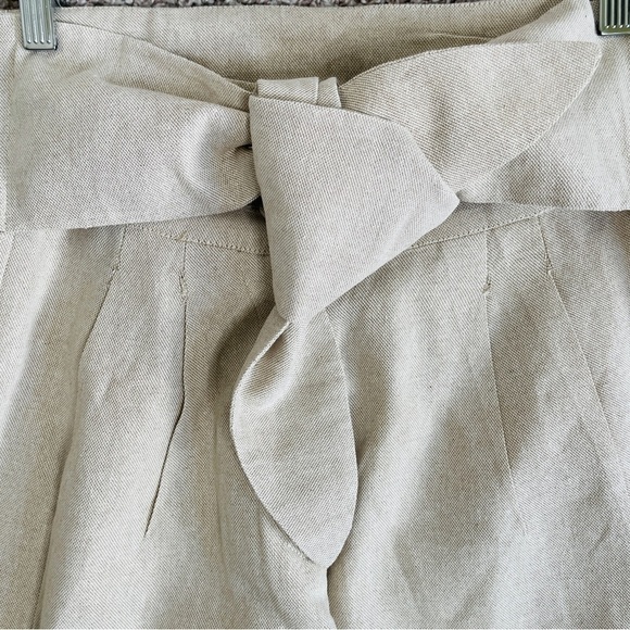 Audrey Leighton Paris Linen Pants | Size Small | High Waist Wrap Belt Oatmeal - Picture 7 of 11